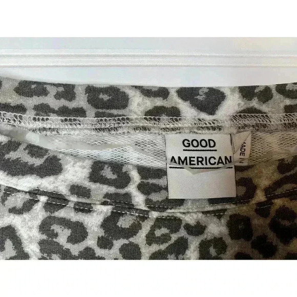 Good American Cheetah Print Dolman Pullover Sweatshirt 2 Medium NEW 214 - Picture 3 of 5